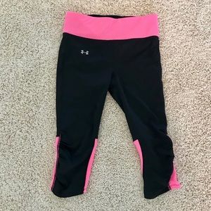 Under Armour black and pink crop leggings